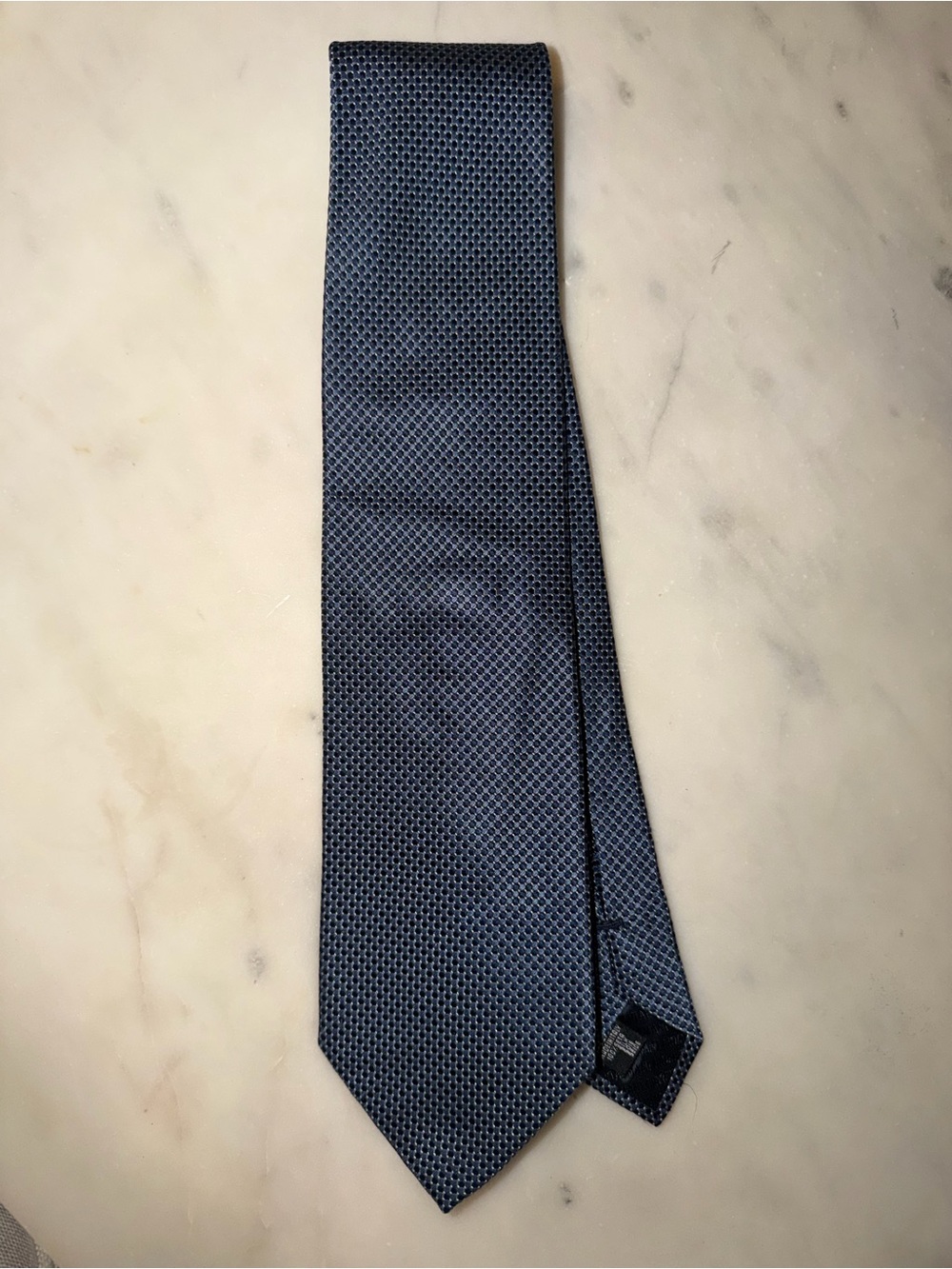 Giorgio Armani Navy Blue Microdot Silk Tie